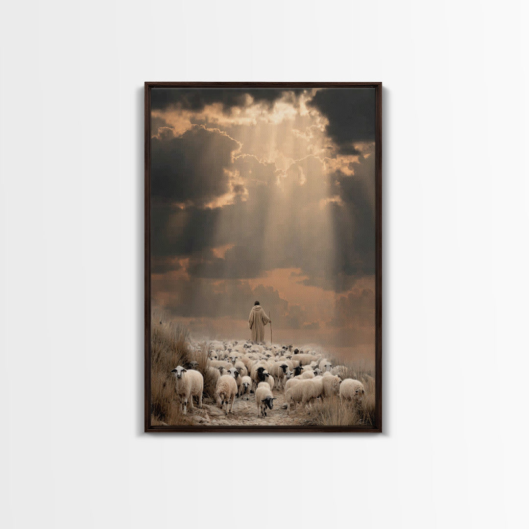 The Shepherd’s Path – Framed Canvas Print – Christian Wall Art – Jesus Painting – Christian Art Canvas – Pastoral Scenery – Christian Chris