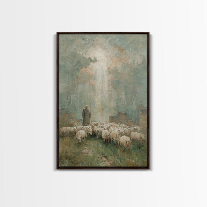 Radiant Shepherd – Framed Canvas Print – Jesus Painting – Christian Wall Art – Christian Art Canvas – Christian Christmas Art – Large Chris