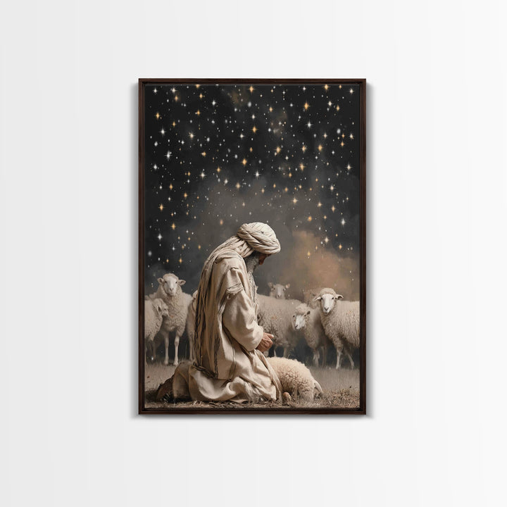 Starry Night Prayer – Framed Canvas Print – Christian Wall Art – Christian Art Canvas – Christian Painting – Subtle Christian Art – Christi