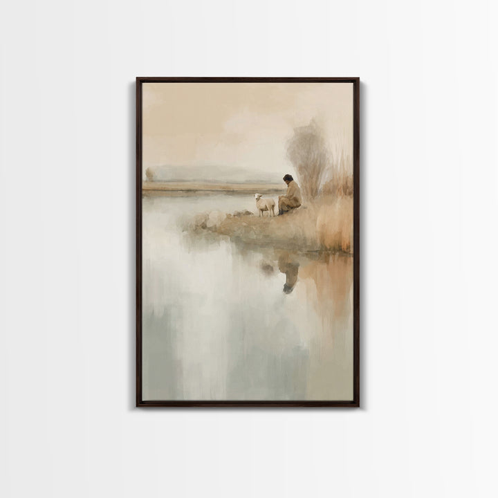 Kneeling Light – Framed Canvas Print – Christian Art – Subtle Christian Art – Christian Wall Art – Christian Art Canvas – Christmas Wall Ar