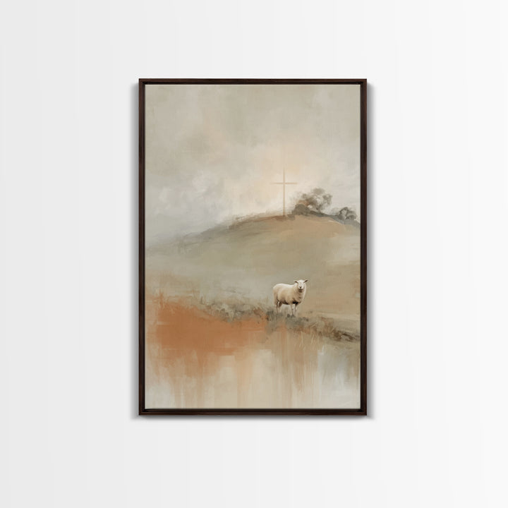 Crosslight Meadow | Framed Canvas Print | Christian Art | Christian Wall Art | Modern Christian Art | Christian Christmas Art | Jesus Paint
