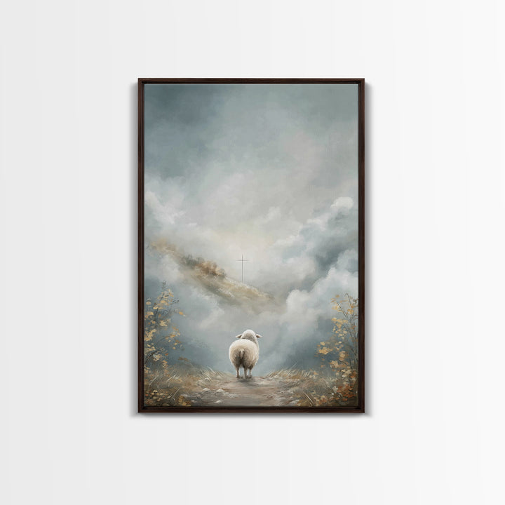 Heavenbound Lamb – Framed Canvas Print – Christian Christmas Art – Christian Wall Art – Christian Art Print – Modern Christian Art – Jesus