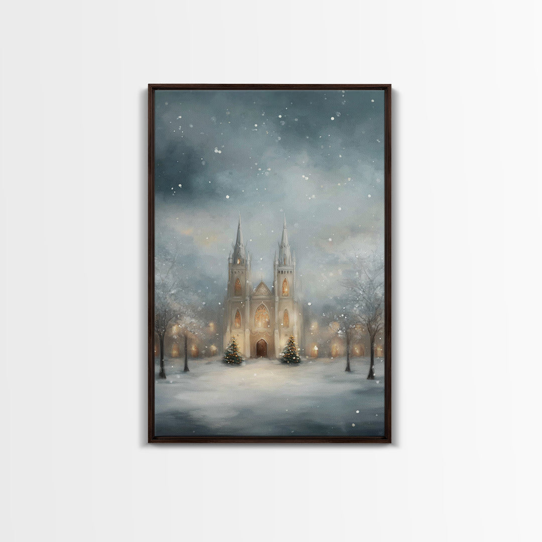 Winter Sanctuary – Framed Canvas Print – Christian Christmas Art – Christian Wall Art – Christmas Art Prints – Christmas Canvas Wall Art –