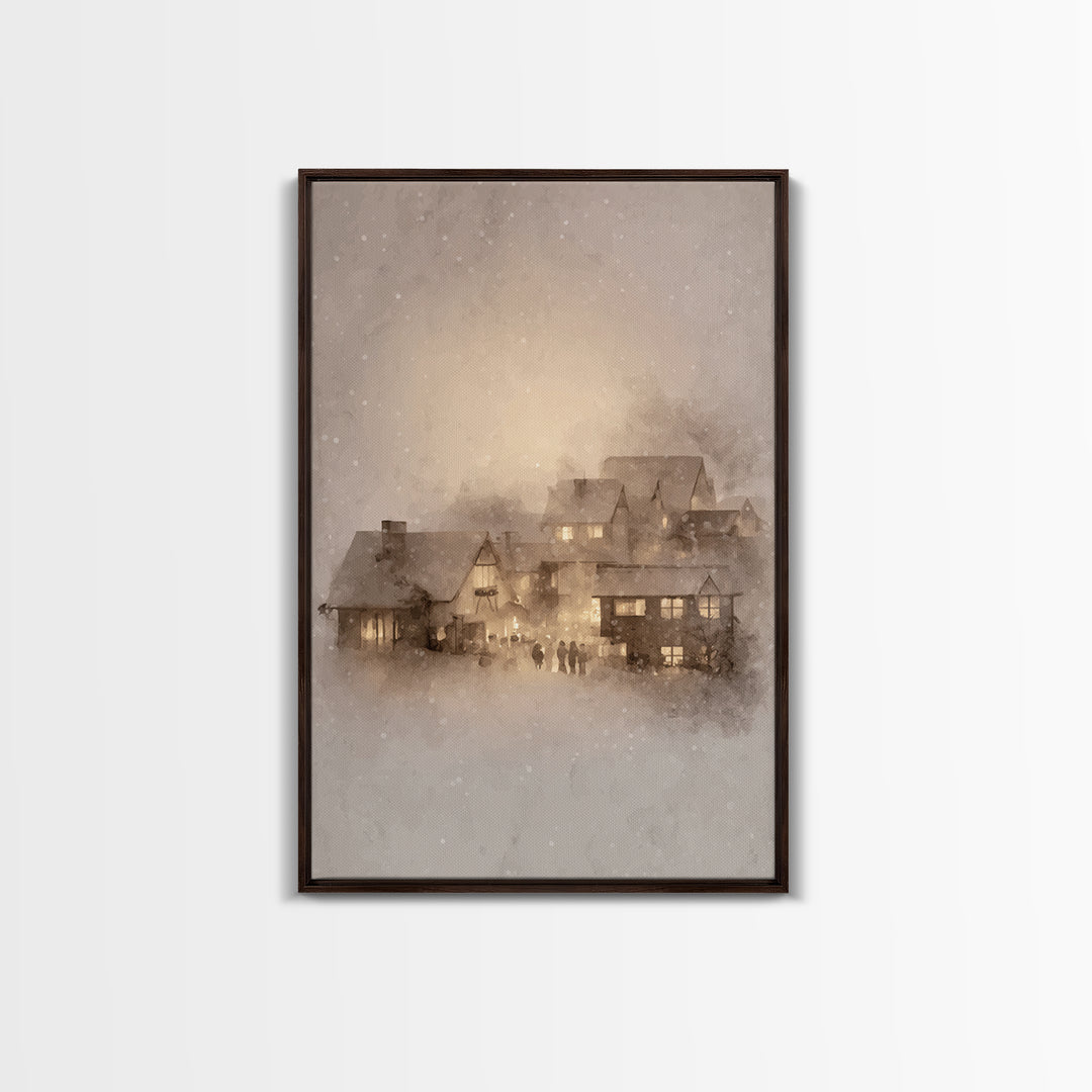 Holy Hearth Glow – Framed Canvas Print – Christian Art Canvas – Christmas Wall Art – Christian Christmas Art – Moody Christmas Art – Christ