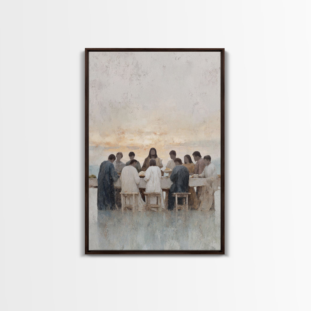 Dawn Of Communion – Framed Canvas Print – Christian Art Print – Jesus Painting – Christian Wall Art – Christian Art Canvas – Minimalist Chr