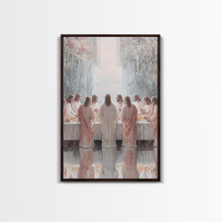 Heavenly Supper Light – Framed Canvas Print – Jesus Painting – Christian Wall Art – Christian Art Canvas – Modern Christian Art – Large Chr