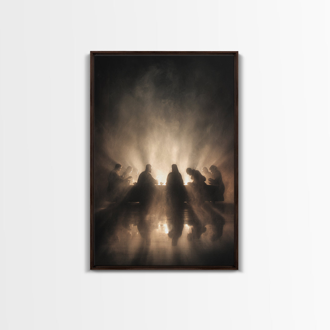 Glory At The Table | Framed Canvas Print | Christian Wall Art | Jesus Painting | Christian Art Canvas | Moody Christian Art | Unique Christ