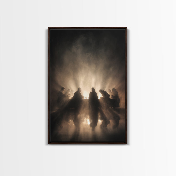 Glory At The Table | Framed Canvas Print | Christian Wall Art | Jesus Painting | Christian Art Canvas | Moody Christian Art | Unique Christ