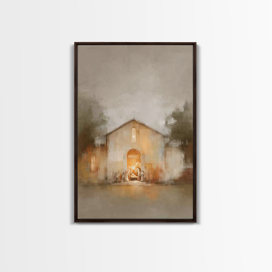 Holy Night Shine – Framed Canvas Print – Christian Christmas Art – Christian Art Canvas – Christmas Wall Art – Modern Christian Art – Chris