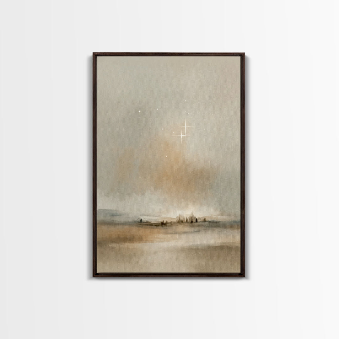 Holy Night Stillness - Framed Canvas Print - Christian Wall Art - Christian Art Print - Christmas Art - Christian Christmas Decor - Jesus A