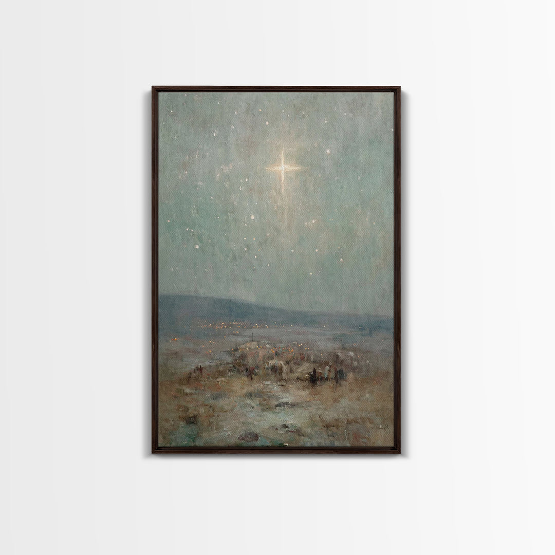 Bethlehem Sky Light - Framed Canvas Print - Christian Art Print - Christian Wall Art - Christian Christmas Art - Jesus Christmas Art - Chri