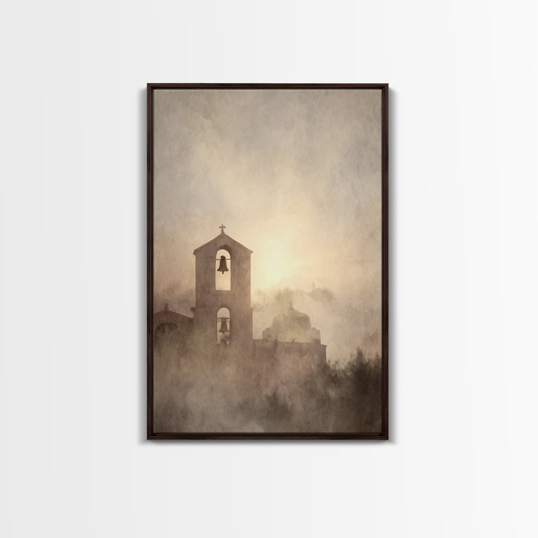 Bell Tower Peace – Framed Canvas Print – Christian Wall Art – Christian Art Painting – Christian Art Canvas – Subtle Christian Art – Christ