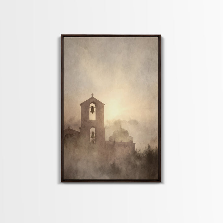 Bell Tower Peace – Framed Canvas Print – Christian Wall Art – Christian Art Painting – Christian Art Canvas – Subtle Christian Art – Christ