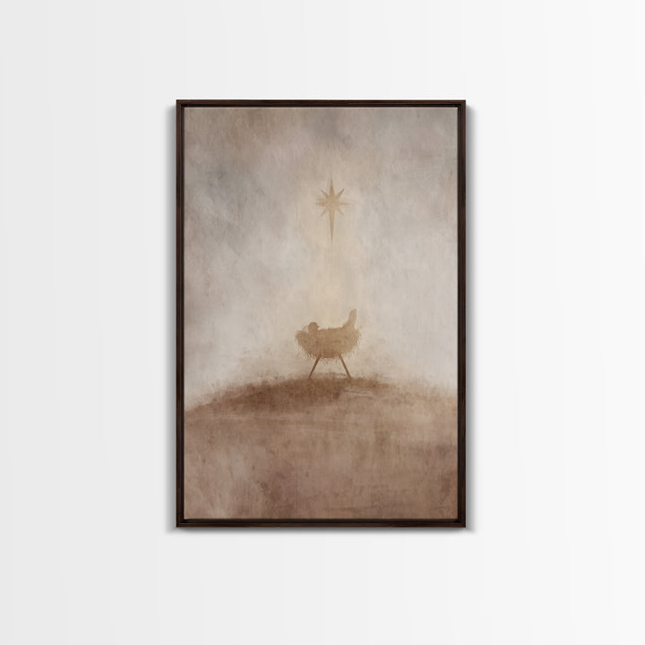 Holy Manger Star – Framed Canvas Print – Christian Christmas Art – Christmas Wall Art – Jesus Christmas Art – Christian Art Canvas – Christ