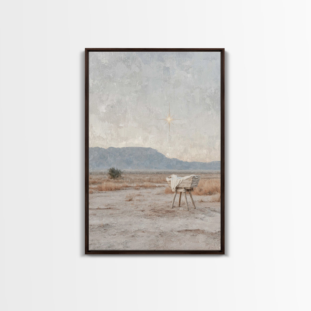 Silent Manger Hope – Framed Canvas Print – Christian Art Canvas – Christian Christmas Art – Christian Wall Art – Christmas Art Work – Jesus