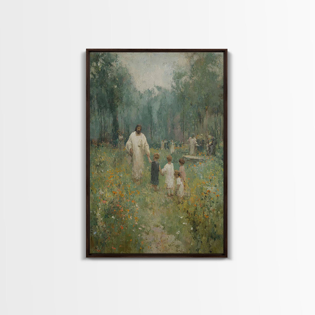 Heaven’s Gentle Walk | Framed Canvas Print | Christian Art Canvas | Christian Wall Art | Jesus Painting | Christian Gift Ideas | Christmas