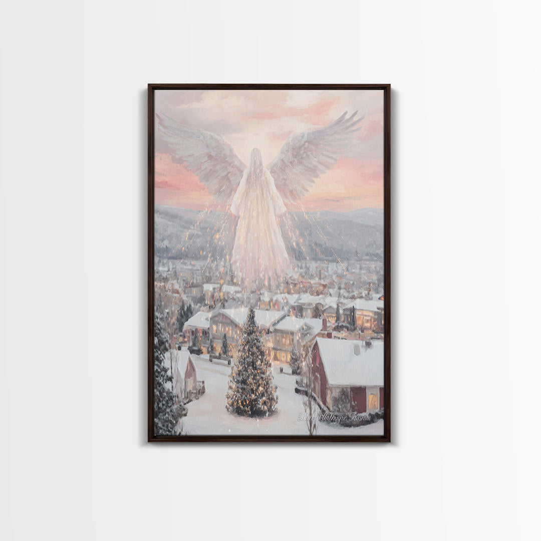 Guardian Over Bethlehem – Framed Canvas Print – Christmas Art – Christian Art Canvas – Christian Wall Art – Framed Christmas Art – Christia