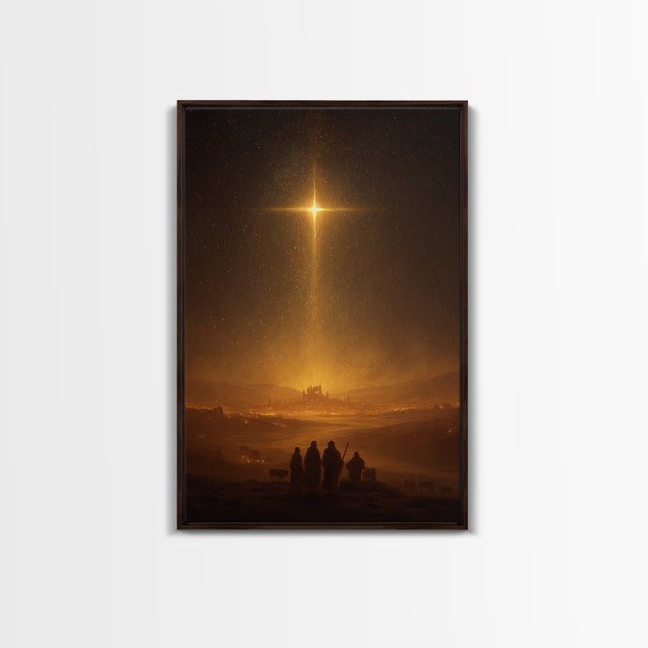 Star Of Bethlehem – Framed Canvas Print – Christmas Art – Christian Wall Art – Christian Art Canvas – Christian Christmas Art – Jesus Paint