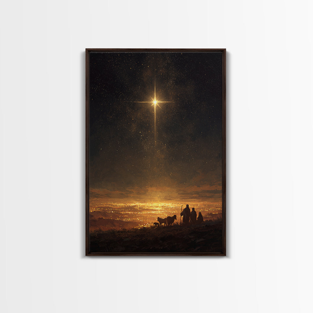 Night Watch Glory, Framed Canvas Print, Christian Wall Art, Christmas Art, Christian Art Canvas, Christian Christmas Art, Jesus Painting