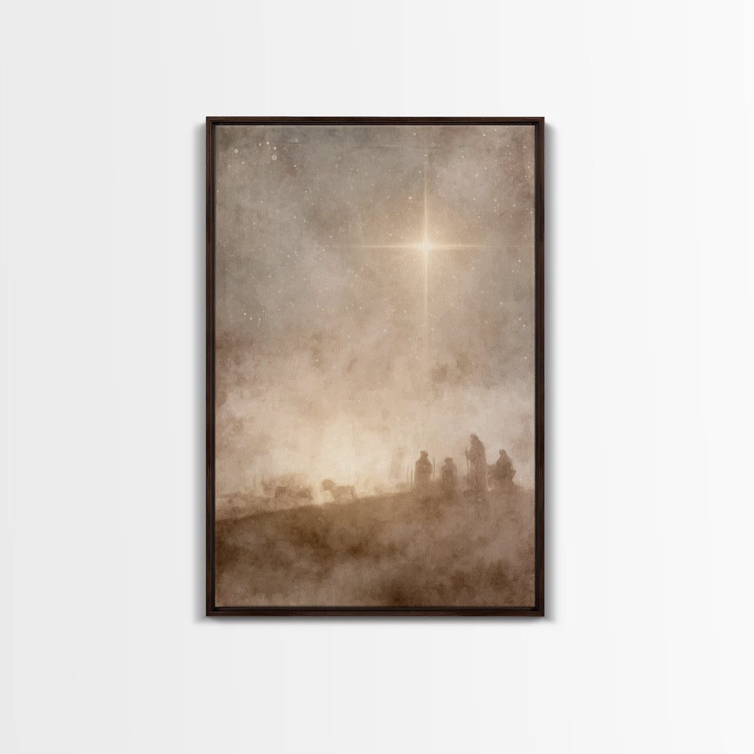 Moonlit Journey Peace, Framed Canvas Print, Christian Wall Art, Christian Art Canvas, Christmas Art, Jesus Painting, Christian Christmas Ar