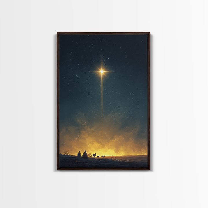 Silent Horizon Star | Framed Canvas Print | Christmas Art | Christian Wall Art | Christian Art Canvas | Jesus Painting | Christian Christma