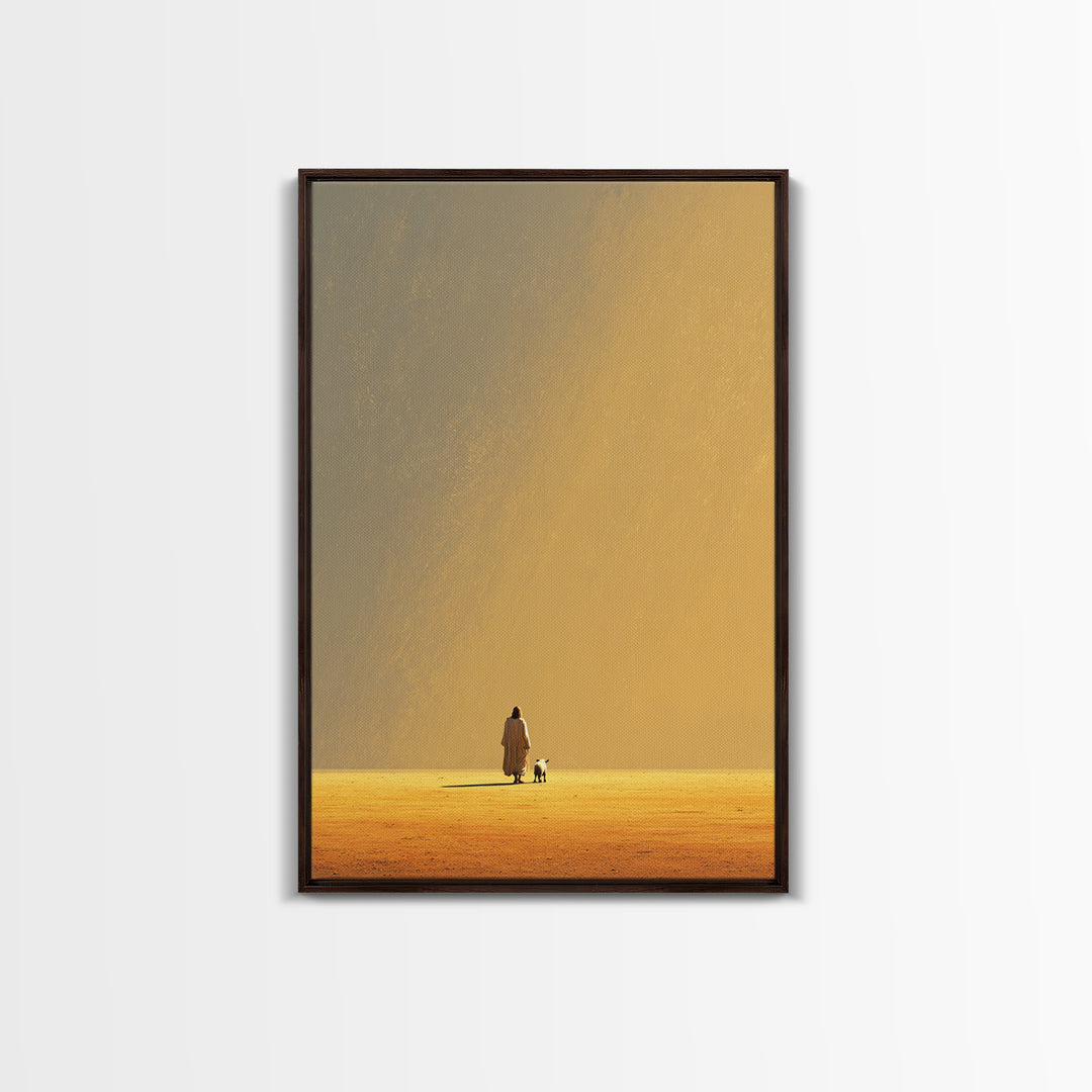 Guiding Dawn Steps | Framed Canvas Print | Christian Art Canvas | Christian Wall Art | Jesus Painting | Christian Christmas Art | Christian