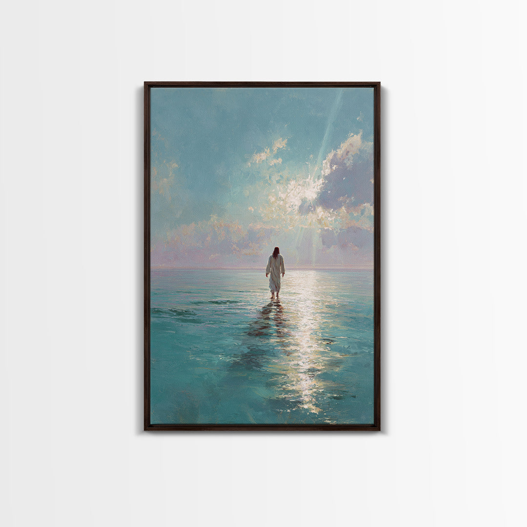 Fisherman’s Calm Grace – Framed Canvas Print – Christian Art Canvas – Christian Wall Art – Christian Christmas Art – Jesus Painting – Vinta