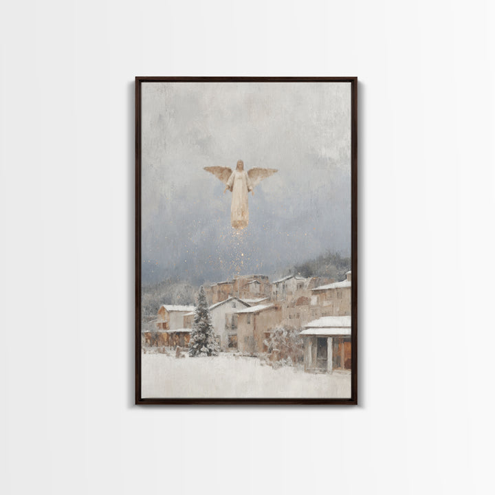 Heavenly Watcher – Framed Canvas Print – Christian Art Canvas – Christian Christmas Art – Christian Art Print – Minimalist Christian Art –