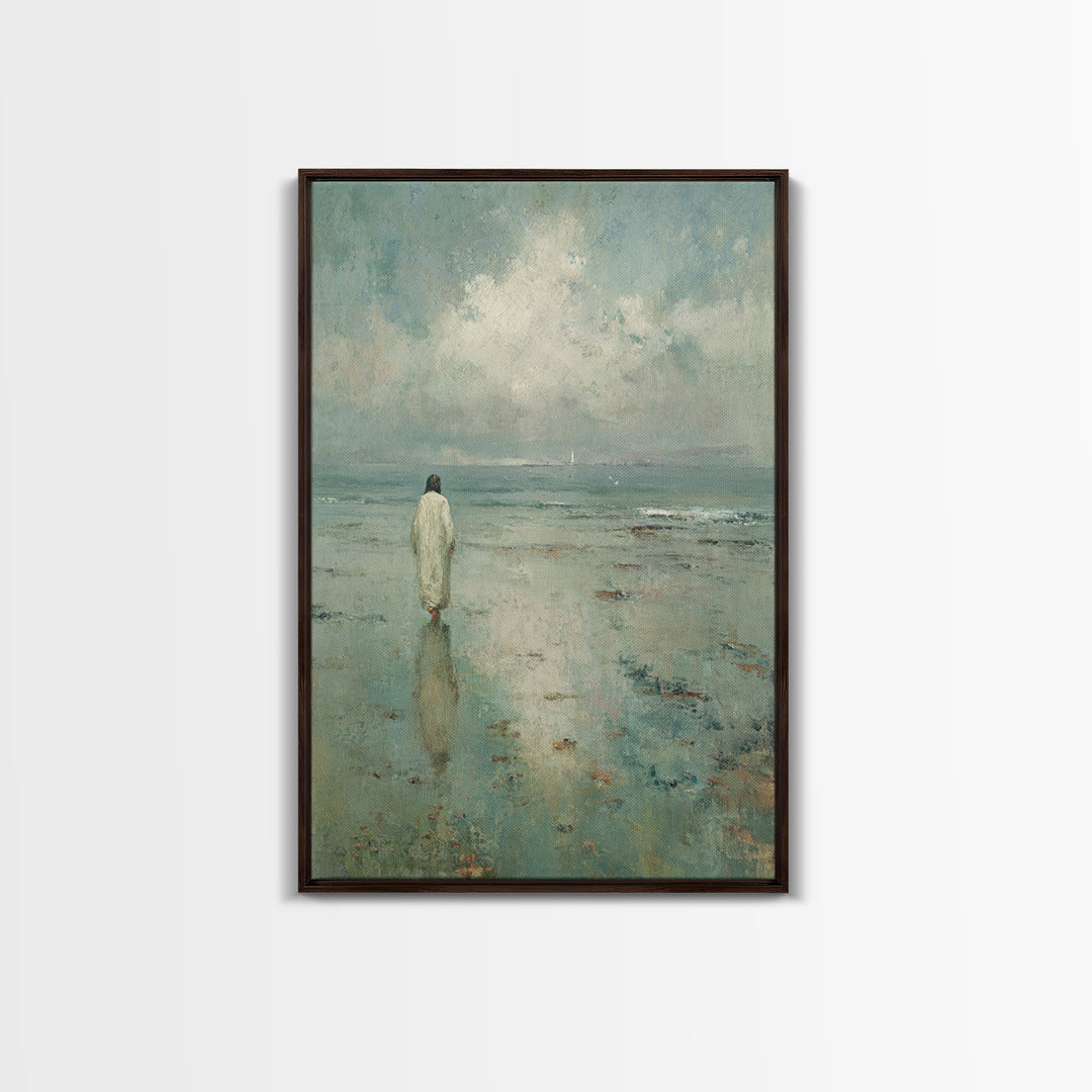Sea Of Quiet Faith, Framed Canvas Print, Christian Wall Art, Christian Art Canvas, Jesus Painting, Modern Christian Art, Christian Decorati