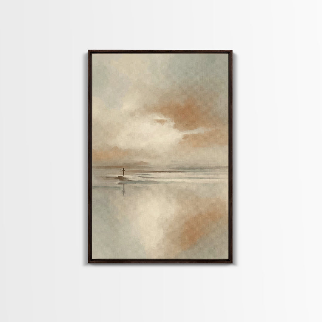 Arms Of Stillness | Framed Canvas Print | Christian Art Canvas | Christian Wall Art | Jesus Painting | Subtle Christian Art | Christian Gif