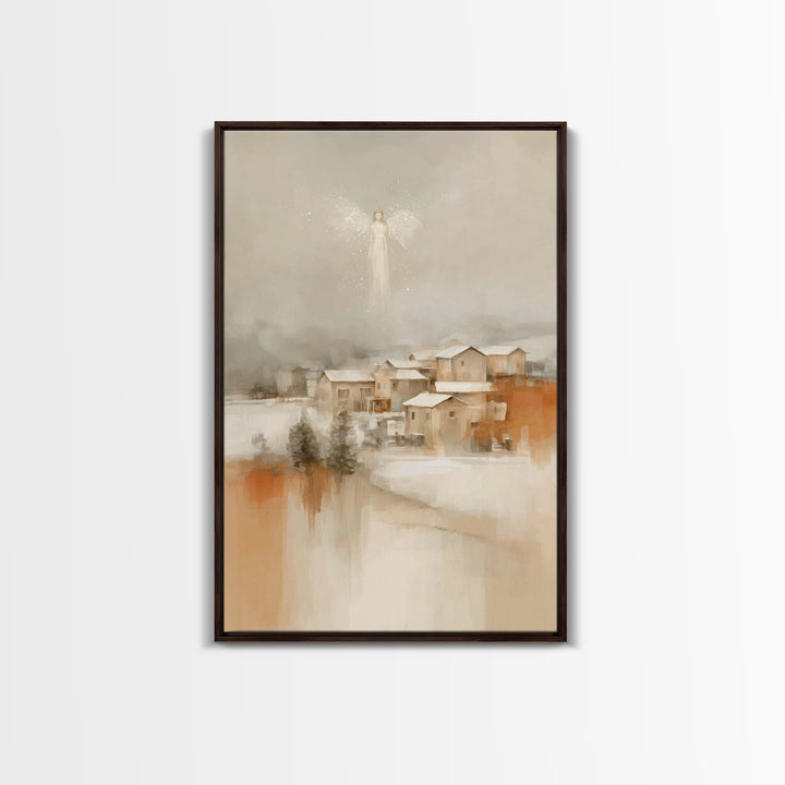 Angel In The Mist – Framed Canvas Print – Subtle Christian Art – Christian Art Canvas – Christian Wall Art – Christmas Art – Christian Chri