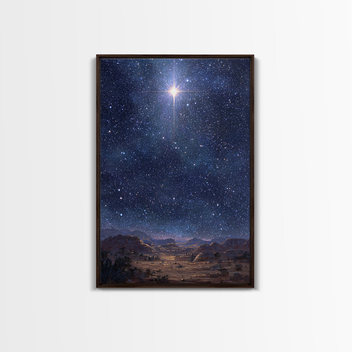 Star Of The Night | Framed Canvas Print | Christmas Wall Art | Christian Art Canvas | Christian Christmas Art | Moody Christmas Art | Chris