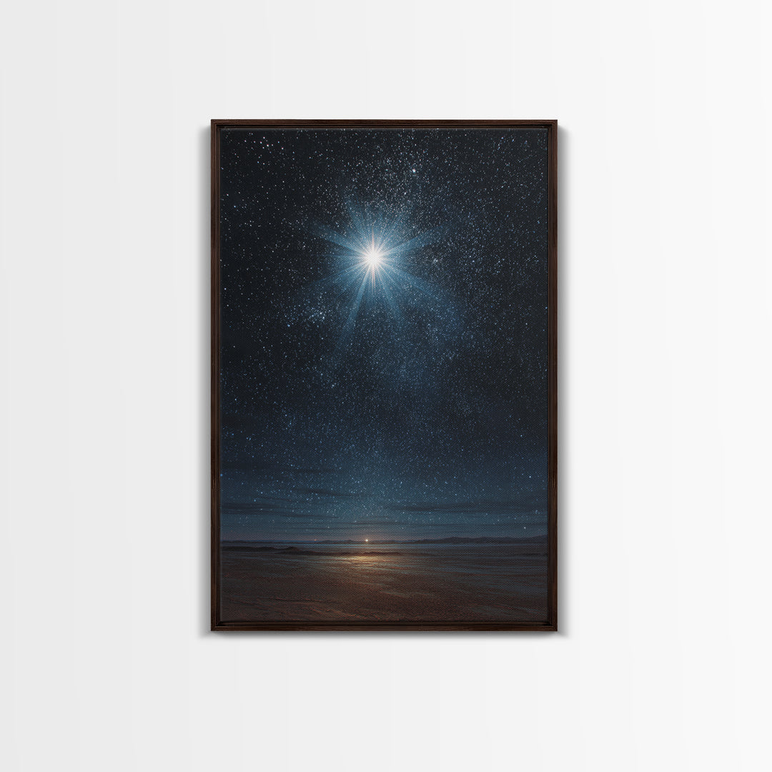 Holy Radiant Star – Framed Canvas Print – Christian Art Canvas – Christmas Wall Art – Christian Christmas Art – Modern Christian Art – Chri