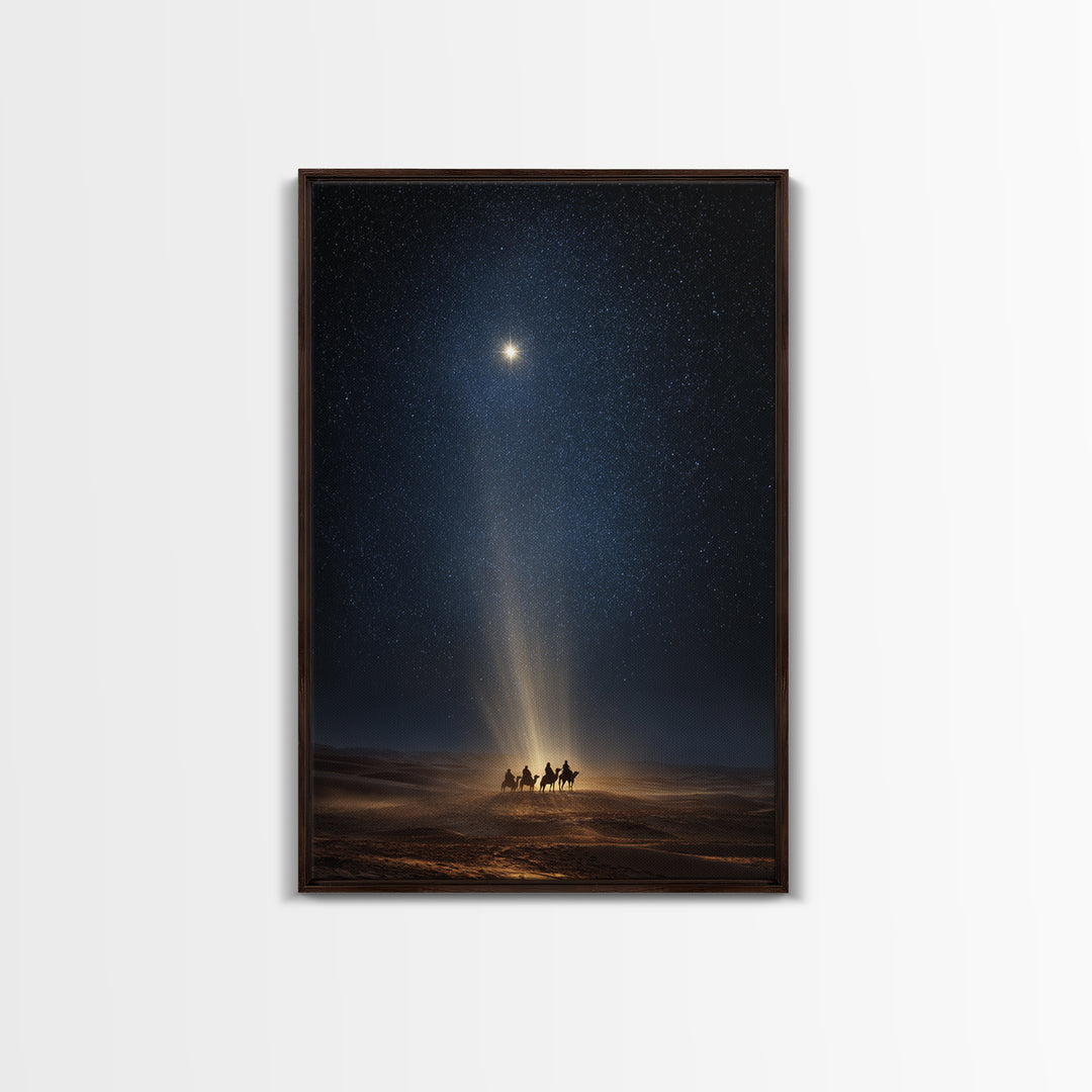 Wisemen Night Journey, Framed Canvas Print, Christian Christmas Art, Christmas Wall Art, Christian Art Canvas, Modern Christian Art, Christ