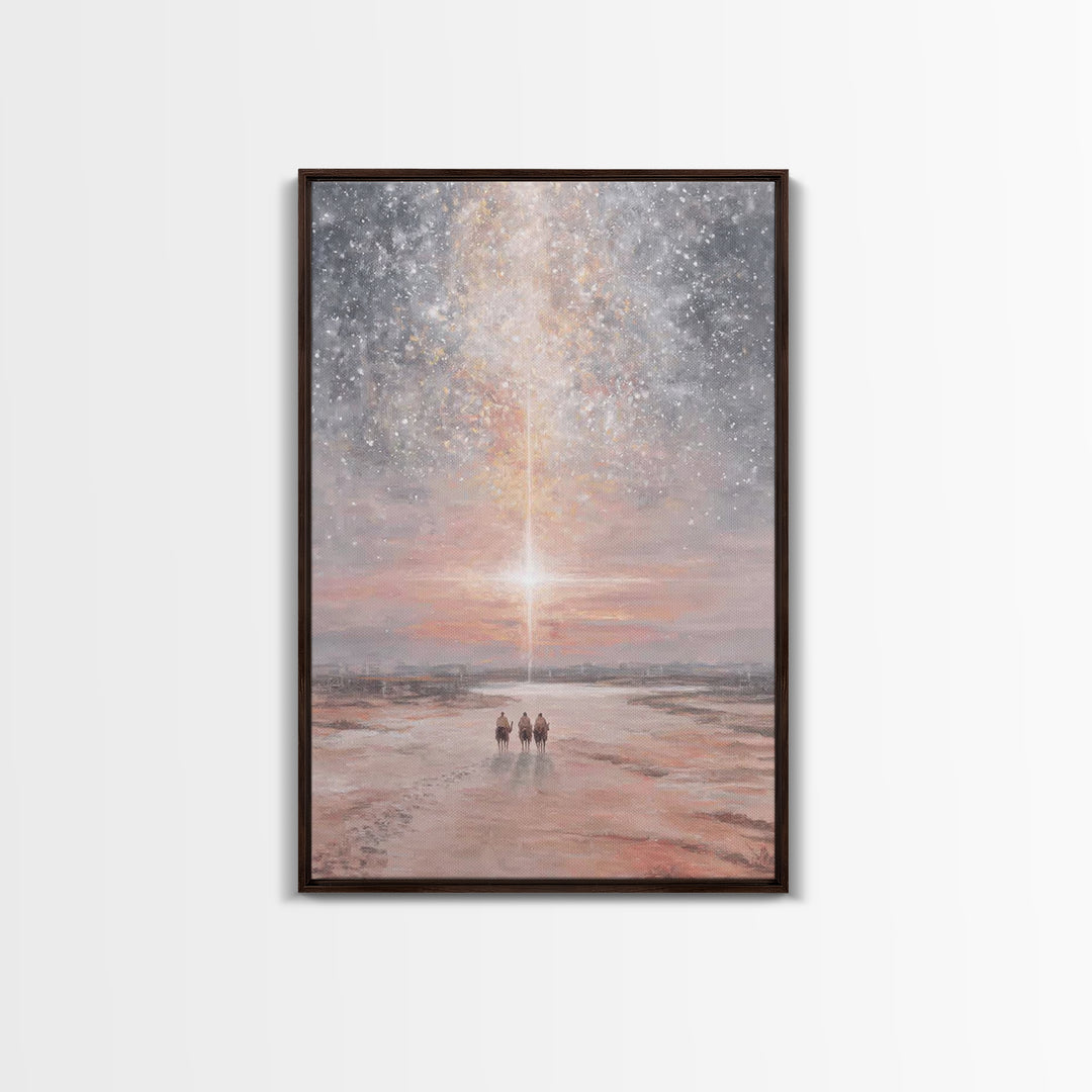 Path Of Bethlehem Light | Framed Canvas Print | Christmas Wall Art | Christian Art Canvas | Christian Christmas Art | Christmas Art Prints
