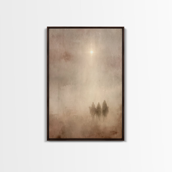 Desert Light Journey, Framed Canvas Print, Christian Christmas Art, Christian Wall Art, Christian Art Canvas, Christmas Art, Jesus Painting