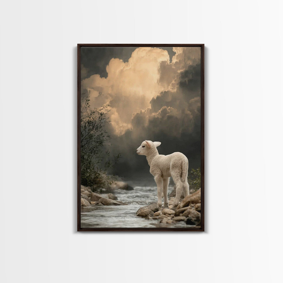 Peaceful Shepherd Scene | Framed Canvas Print | Christian Art | Christian Wall Art | Christian Christmas Art | Christian Art Canvas | Jesus