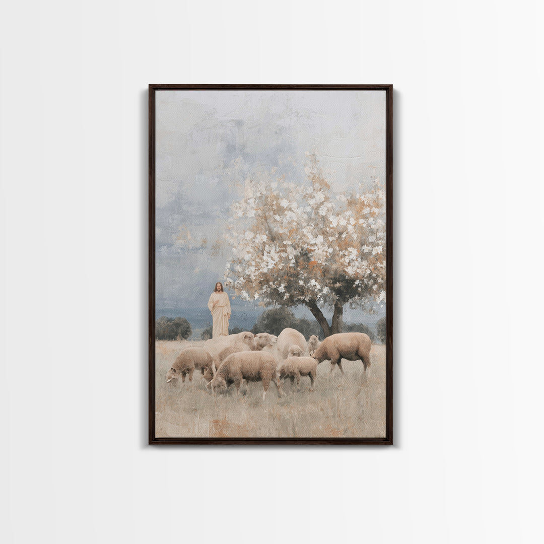 Hillside Blossoms Peace | Framed Canvas Print | Christian Wall Art | Jesus Painting | Christian Art Canvas | Christian Christmas Art