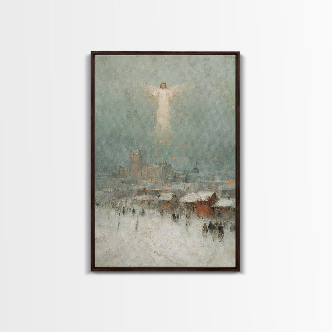 City Of Angels – Framed Canvas Print – Christian Wall Art – Christian Art Canvas – Christian Christmas Art – Christmas Art – Modern Christi