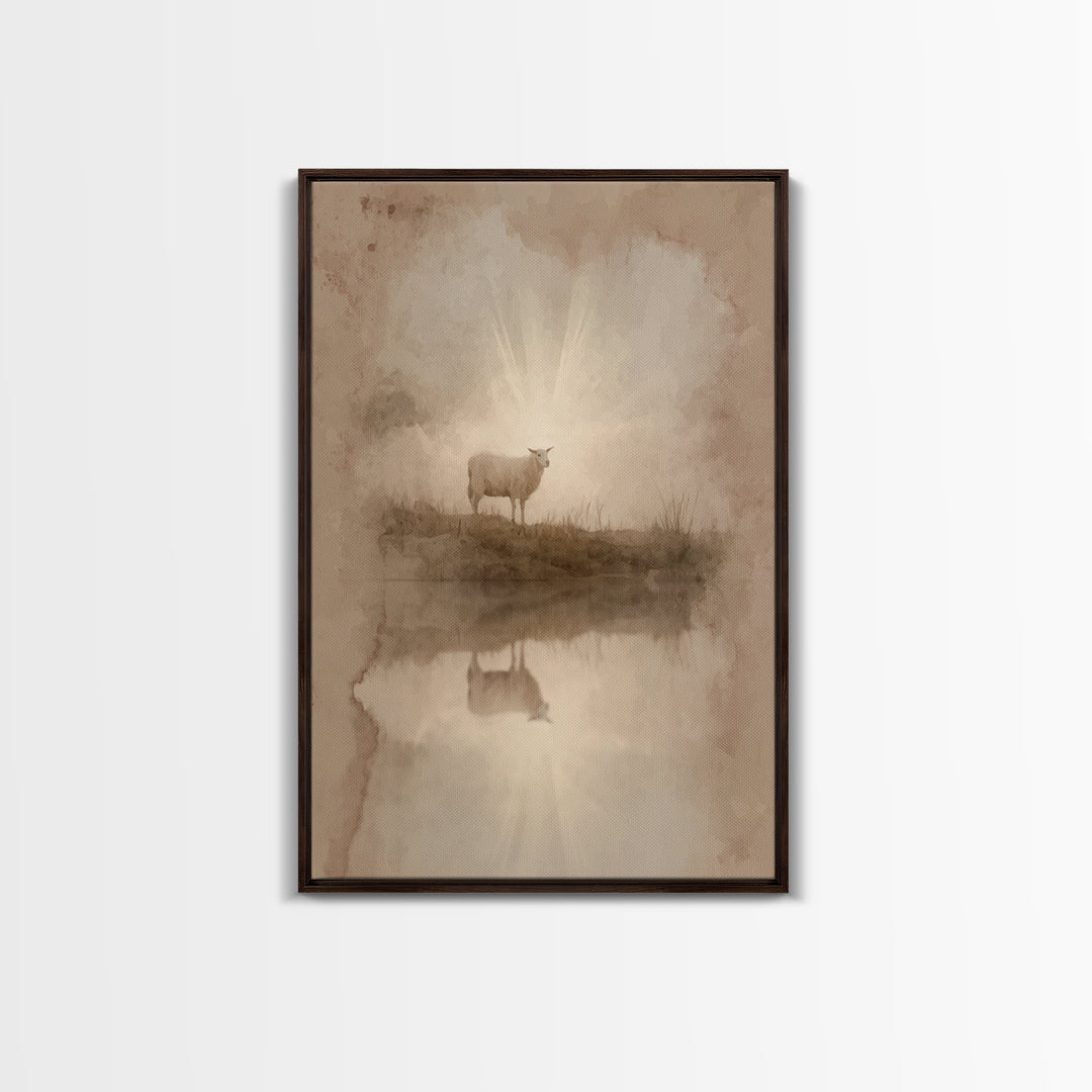 Lamb Of Morning Light – Framed Canvas Print – Christian Art Canvas – Christian Wall Art – Christian Gift Ideas – Christian Art – Jesus Pain