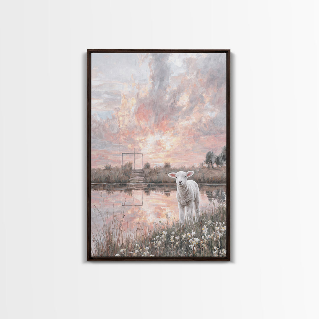 Lamb of Peace | Framed Canvas Print | Christian Wall Art | Christian Art Canvas | Jesus Painting | Christian Christmas Art