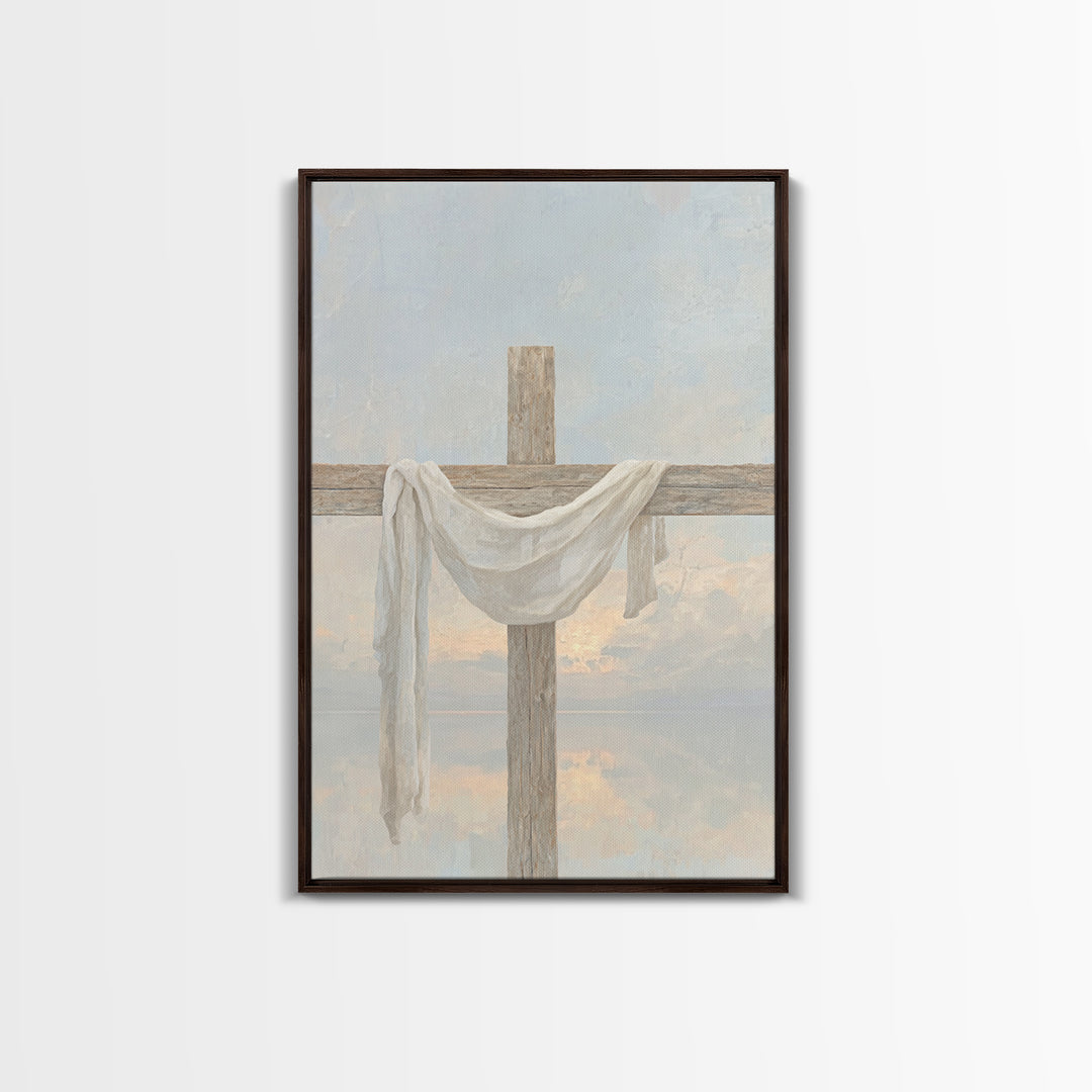 Cross of Renewal, Framed Canvas Print, Christian Wall Art, Christian Art Canvas, Christian Painting, Christian Christmas Art