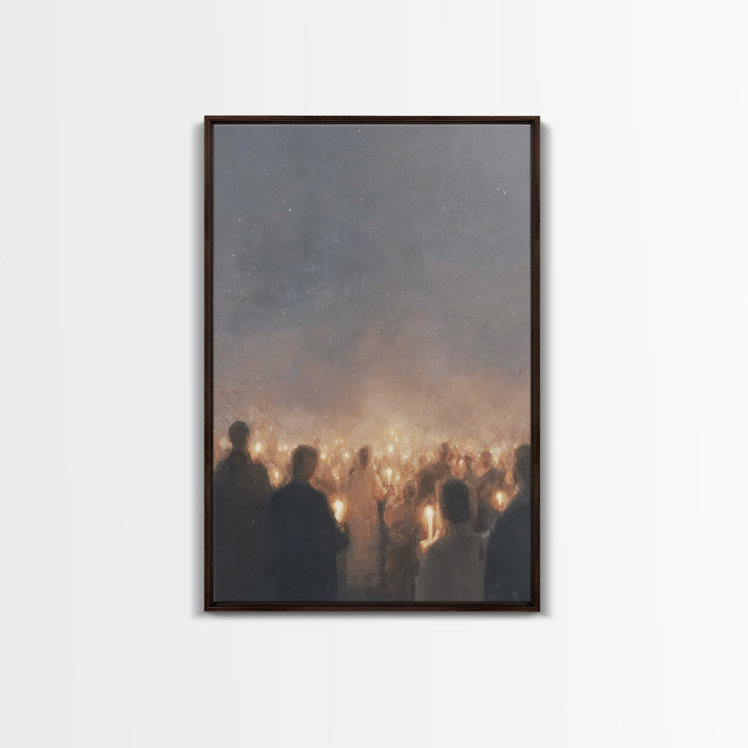 Midnight Vigil – Framed Canvas Print – Christian Wall Art – Christian Art Canvas – Christian Christmas Art – Jesus Painting – Vintage Chris