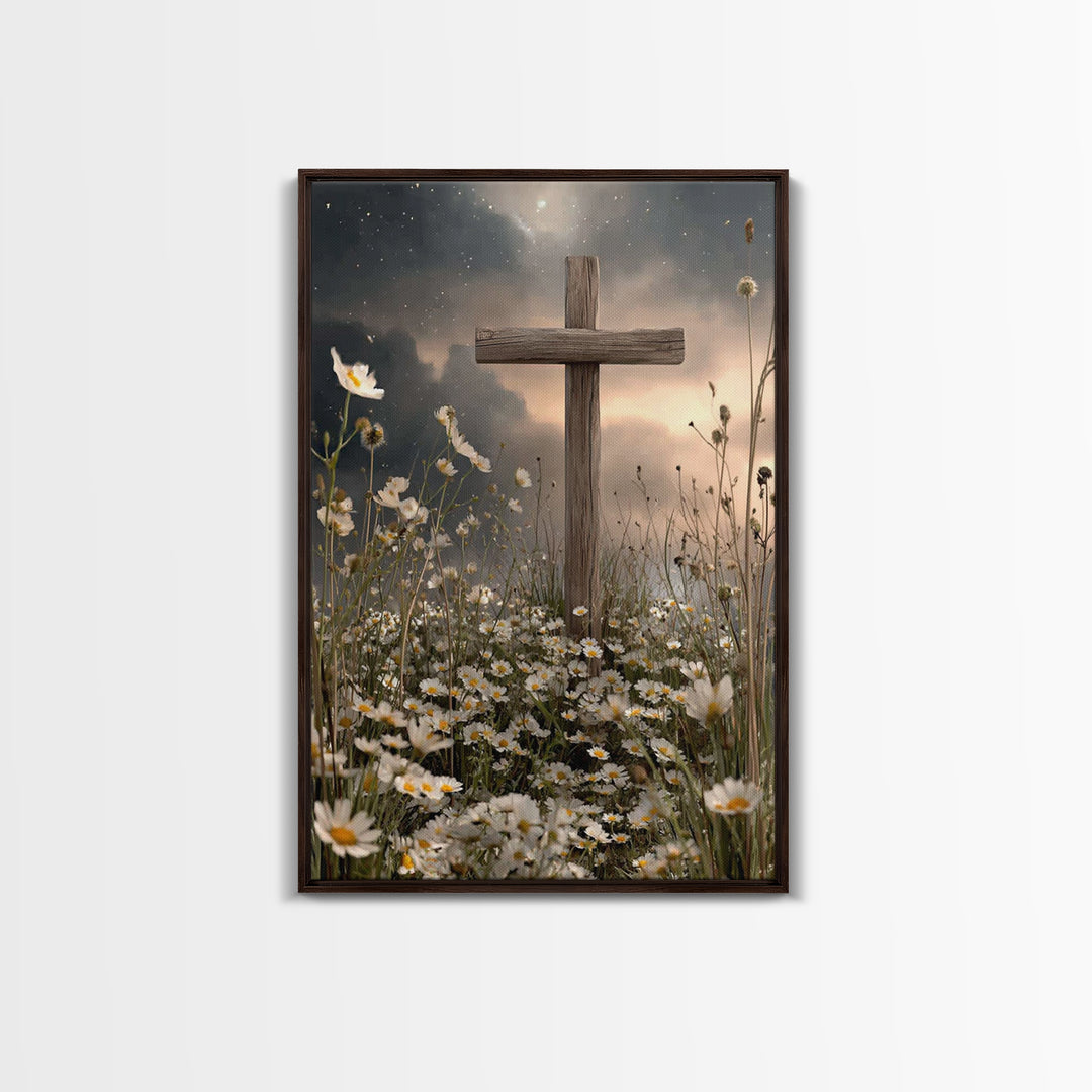 Nightfall Mercy – Framed Canvas Print – Christian Wall Art – Christian Art Canvas – Christian Painting – Christian Christmas Art