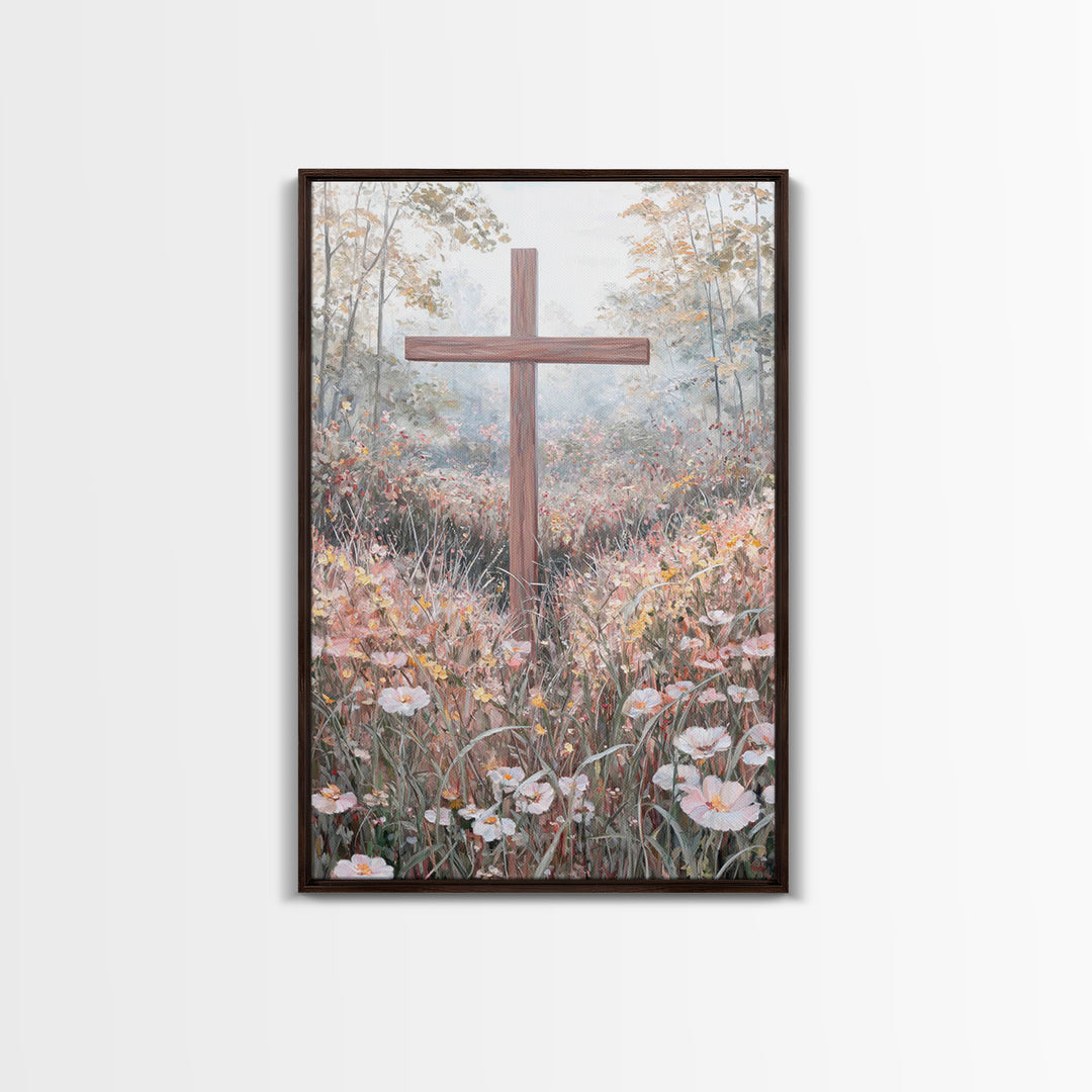 Blooming Redemption – Framed Canvas Print – Christian Art Canvas – Christian Wall Art – Christian Painting – Christian Christmas Art