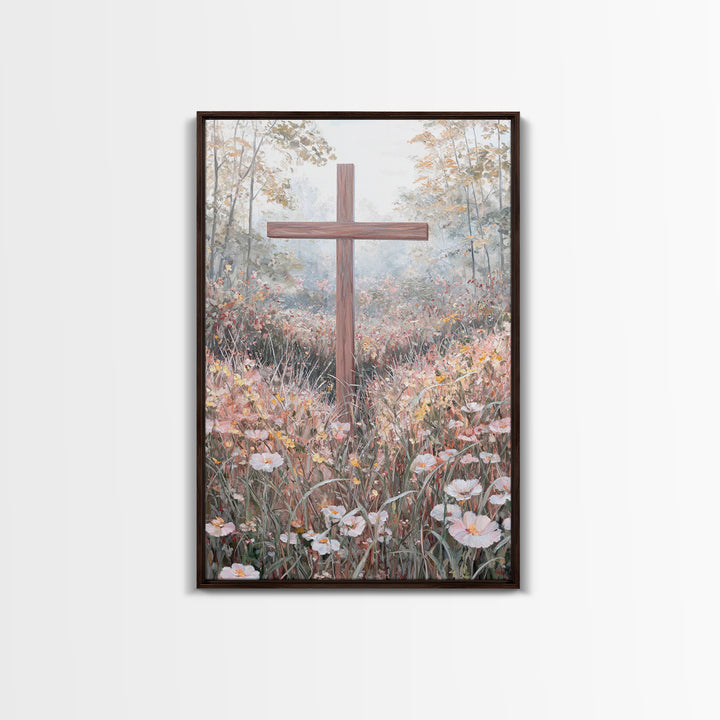 Blooming Redemption – Framed Canvas Print – Christian Art Canvas – Christian Wall Art – Christian Painting – Christian Christmas Art