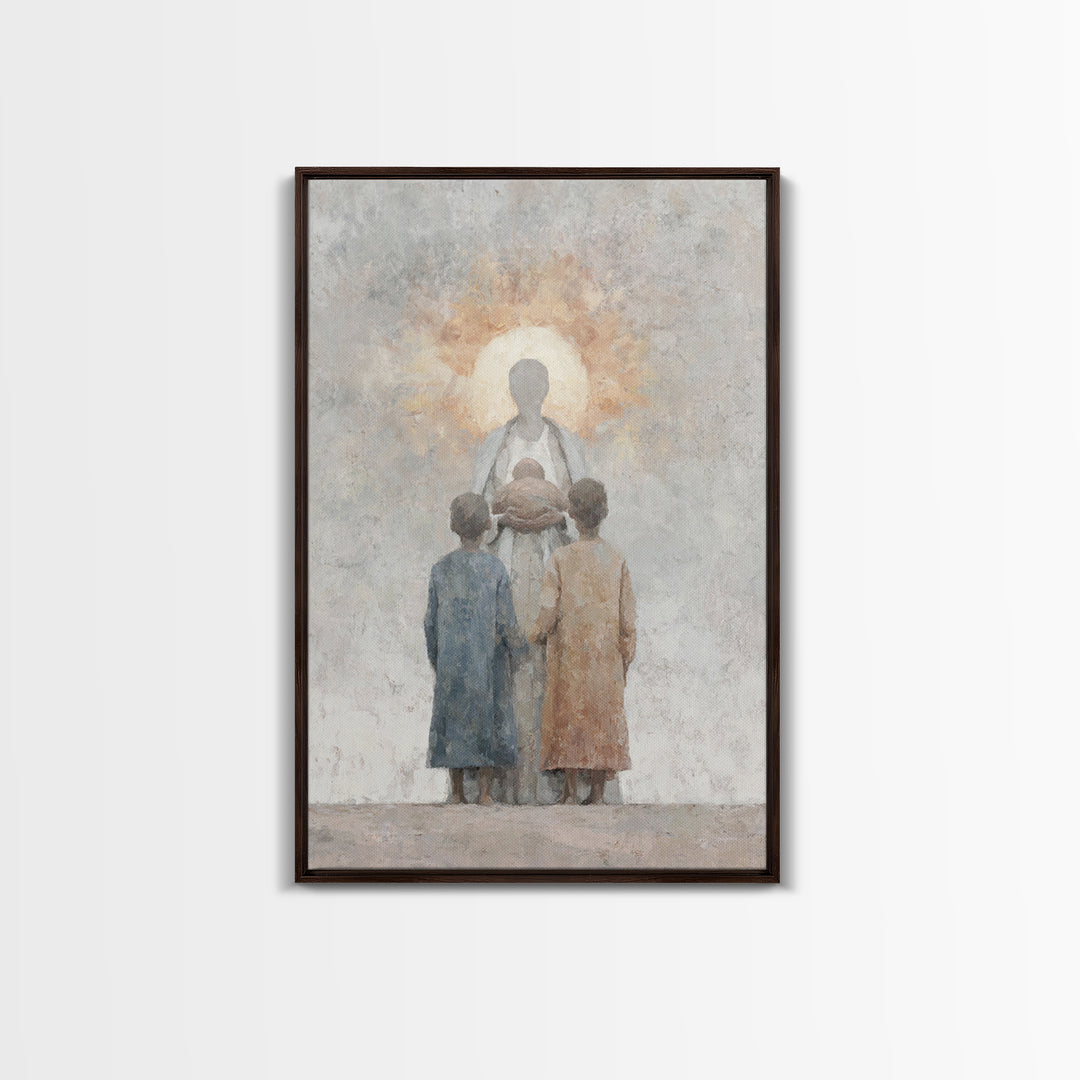 Holy Embrace, Framed Canvas Print, Christian Art Canvas, Christian Wall Art, Christian Art Work, Christian Christmas Art