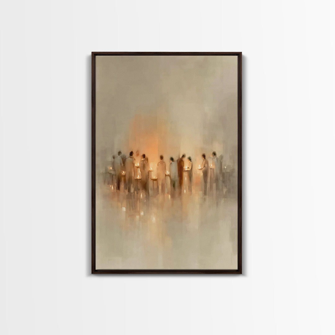 Gentle Candle Circle | Framed Canvas Print | Christian Art | Christian Art Canvas | Minimalist Christian Art | Christian Wall Art | Christm
