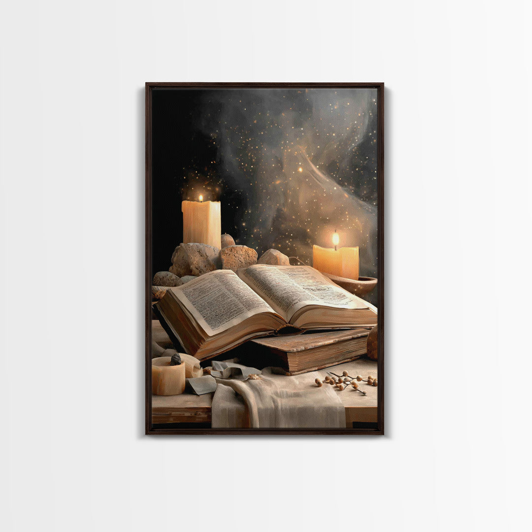 Scripture And Flame - Framed Canvas Print - Christian Wall Art - Jesus Painting - Christian Decor - Christian Art Canvas - Christmas Art