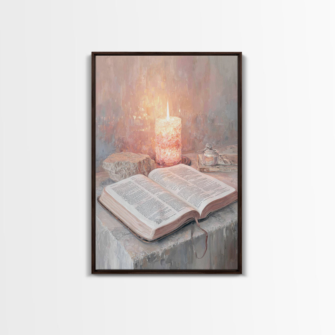 Candle Of Wisdom - Framed Canvas Print - Christian Decor - Christian Wall Art - Christmas Art - Christian Art Canvas - Jesus Painting